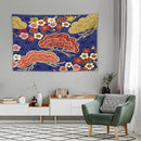 HZOHNAGO Japanese Tapestry Art Abstract Colorful Cherry Blossom Blue Background Pattern Printed Wall Tapestry Painting Wall Hanging for Bedroom Living Room Dorm 60" W x 40" H by CozyNest Decor