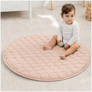 Comfy Cubs Round Kids Play Mat - Small 36 inches Soft Quilted Baby Floor Mat with Non-Slip Bottom - Plush Design for Toddlers' Playtime and Relaxation - Comfortable and Durable - Blush by TinyTreasures Baby Boutique