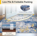 Washable Area Rugs 6'x9' Non-Slip Modern Abstract Soft for Living Room Entryway Bedroom Nursery, Print Pattern, Grey Blue Gold/Golden by TinyTreasures Baby Boutique