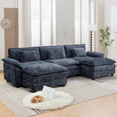 URRED Modular Sectional Sofa Comfy Cloud Couch, Modern Chenille Sofa Sleeper Deep Seat Couches with Ottoman/Pillows for Living Room (Blue, 117'' - U Shape) by CozyNest Decor