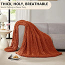 L'AGRATY Chunky Knit Blanket Throw: 50''x60'' Chenille Chunky Knitted Throw Blanket for Bed Couch - Handmade Thick Big Cable Knit Blanket - Large Crochet Rope Blanket for Home Decor(Rusty Orange) by CozyNest Decor