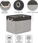 Bidtakay Fabric Storage Baskets with Handles [2-Pack] Large Canvas Organizer 16" X 11.8" X 11.8" Foldable Tall Baskets Rectangular Gift Basket Decorative Storage Bins for Closet, Home(Black&Grey) by TinyTreasures Baby Boutique