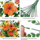 INSPRING Artificial Flowers for Outdoors Fake Mums Hanging Plants Decor, 2Pcs Silk Daisy with Eucalyptus UV Resistant Look Real Trailing Vines for Planter Front Door Patio Yard, OrangeYellow by CozyNest Decor