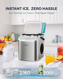 EUHOMY Countertop Ice Maker Machine with Handle, 26lbs Per Day, 9 Ice Cubes Ready in 6 Mins, Auto-Cleaning Portable Ice Maker with Basket and Scoop, for Home/Kitchen/Camping/RV (Silver) by CozyNest Decor