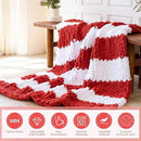 Chunky Knit Blanket - Luxury Soft Cozy 50 * 60 Throw Blanket,100% Woven Blanket Rope Knot Throw Blanket for Couch, Sofa, Home Decor, Gift - Machine Washable（White/Wine red） by CozyNest Decor