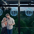Flacchi Hanging Iron Sphere Lights with Artificial Greenery – 12Inch 120 LED Waterproof Outdoor/Indoor Decor Ball Light with Timer & 8 Modes – 2 Pack for Garden, Christmas, Weddings (Blue) by GreenHaven Gardens