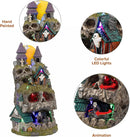 Skullstone Hollow Skull Theme Spooky Halloween Village Multi-Color LED Lights, Animated Motion and Music 7.75" x 7.5" x 13.5" by CozyNest Decor