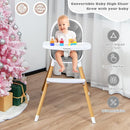 BABY JOY Convertible Baby High Chair, 3 in 1 Highchair w/Adjustable Legs, Dishwasher Safe Tray, Detachable PU Cushion, Footrest, 5-Point Harness for Babies Infants Toddlers (Gray) by TinyTreasures Baby Boutique