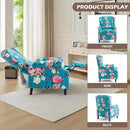 UIXE Floral Pushback Recliner Chair, Fabric Upholstered Armchair Push Back Accent Chair for Living Room, Rivet Trim Club Chair Home Theater Single Sofa Reading Seat - Peacock Blue by CozyNest Decor