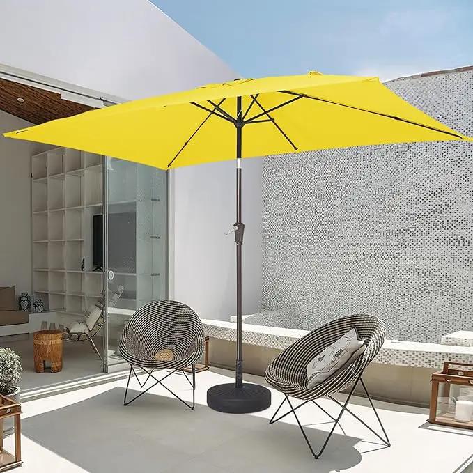 JEAREY 6.5x10 ft Rectangular Patio Umbrellas Outdoor Market Umbrella with Push Button Tilt and Crank, Rectangle Table Umbrella 6 Sturdy Ribs UV Protection for Pool Garden Backyard Deck, Yellow, photo 4 of 9