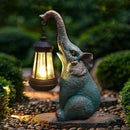 Elephant Garden Statue Outdoor Décor with Solar Lights Lantern,Elephant Solar Light Figurines Outside Decorations for Yard，Lawn Patio, Balcony, Unique Housewarming Gifts by CozyNest Decor
