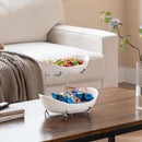 HBlife Fruit Bowl for Kitchen Counter - 2 Tier Ceramic Fruit Bowl with Metal Stand, Tiered Fruit Basket for Kitchen Counter, Serving Platters Serving Trays for Party by CozyNest Decor