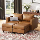 64.6" Faux Leather Loveseat Sleeper Sofa Bed with Storage Seat, Modern Modular Sectional Couch Deep Seat with Reversible Chaise 2-Seat Brown for Apartment, Living Room, Bedroom by CozyNest Decor