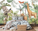 Kids Safari Giraffe Wallpaper Tropical Palm Tree Jungle Forest Plants and Animals Wall Mural for Nursery Living Room Bedroom Dining Room Basement(Not Self-Adhesive) by TinyTreasures Baby Boutique
