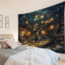 HVEST Fantasy Library Bookshelf Wall Tapestry Fairytale Tree Magic Bookshelf Tapestry Wall Hanging Retro Vintage Tapestries for Classroom Study Room Bedroom Living Room Dorm, 70.9L x 92.5W Inches by CozyNest Decor