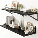 36"W x 12"D Floating Shelves, Black Deep Floating Shelves for Wall with Brackets, 12 Inch Deep Wall Shelves for Books, Wide Display Storage Shelves for Bathroom, Living Room, 36 Inch Long, Set of 2 by CozyNest Decor