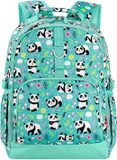 Choco Mocha Panda Backpack for Girls, Elementary School Backpack for Girls Ages 6-8 Kids Kindergarten Backpack Bookbag 17 Inch with Chest Strap, Teal by TinyTreasures Baby Boutique