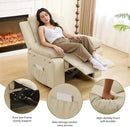 Recliner Chair with Electric Massage Adjustable Footrest & Heat, Manual Leather Recline for Adults Living Room Remote Control (Beige) by CozyNest Decor
