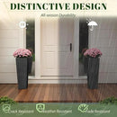 JUMMICO Set of 2 Resin Rattan Tall Planters for Outdoor Plants, Large Tapered Planters with Drainage Holes&Inner Trays, Flower Pots for Garden, Patio, Porch, Backyard (Black, 24'') by CozyNest Decor