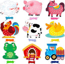 9 PCS Farm Theme Lacing Cards, 9 Double Sided Sewing Cards with 9 Colorful Laces, Imagination Development Lacing Toys Educational and Learning Activity for Preschoolers, Kids by TinyTreasures Baby Boutique