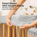 Waterproof Crib Mattress Protector Cover Fitted - 2-Pack Quiet Baby Crib Mattress Pad Sheets, 52" x 28" Soft Quilted Cotton Baby Sheet, Machine Washable, Easy Fit, Durable (Pearl Gray/Mavy) by TinyTreasures Baby Boutique