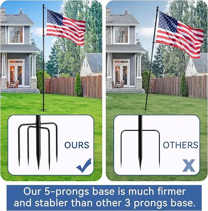 ZMTECH 10 FT Flag Pole with American Flag in Ground, Extra Thick Flag Pole Kit for Yard,Windproof Ground Flag Poles for Outside House Residential or Commercial（1 PACK）, photo 3 of 6