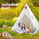 Teepee Tent for Kids-Portable Children Play Tent Indoor Outdoor (White with Mat) by TinyTreasures Baby Boutique