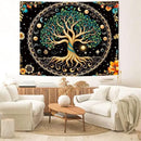 Delur Tree of Life Tapestry Moon Phase Nature Flower Plant Tapestry Wall Hanging Boho Mandala Spiritual Sun Aesthetic Psychedelic Headboard for Bedroom Living Room Home Decor (51.2" x 59.1") by CozyNest Decor