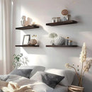 Brown Wood Floating Shelves for Wall Rustic Wall Shelves for Bedroom Set of 6 by CozyNest Decor