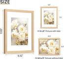 upsimples 8.5 by 11 Picture Frame, Natural Solid Wood Picture Frames, Display 6x8 with Mat or 8.5 x 11 Without, Wall or Tabletop, 1 Pack, Natural by CozyNest Decor