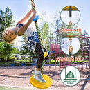 Tree Swing Rainbow Climbing Rope, Heavy Duty Swing Disc Seat Replacement for Kids with Hanging Strap and Platform Carabiners Indoor/Outdoor Playground Accessories (Yellow) by TinyTreasures Baby Boutique