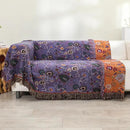 Boho Fall Throw Blanket for Bed Purple Flowers，100% Ultra Cotton Soft Breathable Bed Throw Floral Printed Farmhouse Decor Rustic Bed Throws for Couch Sofa Quilt 80" x 90" by CozyNest Decor