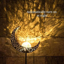 SunKite 2 Pack Garden Solar Light Outdoor Metal Moon Shape Lamp with Waterproof Crackle Glass Globe for Garden,Lawn,Patio,Pathway or Courtyard by GreenHaven Gardens