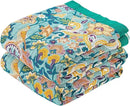 Boho Blanket Throw Quilt, 100% Cotton Soft Light Weight Throw Blankets for Summer, 90"x98" Farmhouse Flower Decorative Blankets, All Season Rustic Reversible Bohemian Throw Quilt by CozyNest Decor