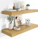Heimlove 12" Deep Floating Shelves, 36 x 12 Inch Wall Mounted Long Floating Shelf with Invisible Brackets, for Home Decor, Bedroom, Kitchen, Living Room, Bathroom - 2 Pack, Oak by CozyNest Decor