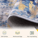 Washable Area Rugs 5'x7' Non-Slip Modern Abstract Soft for Living Room Entryway Bedroom Nursery, Print Pattern, Grey Blue Gold/Golden by TinyTreasures Baby Boutique