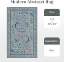 3x5 Washabl Rug with Insect Print - Bug Rug Non-Shedding Stain Resistant Soft Small Carpet for Bedroom, Low Pile Ultra-Thin Machine Washable Carpet for Nursery,Entrance, Office (3'x5' Blue) by TinyTreasures Baby Boutique
