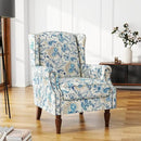 UIXE High Back Floral Accent Chair, Fabric Upholstered Armchair for Living Room, Retro Printed Wingback Arm Chair Nailhead Trim Single Sofa Bedroom Reading Seat - Boho Blue by CozyNest Decor