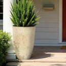 Worth 9 Gallon Tall Round Planters Set of 2-14" Dia x 21" H Stone Finish Flower Pots Indoor Decorative Container Garden Patio Unbreakable Beige by CozyNest Decor