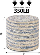 Wimarsbon 18'' Ottoman Pouf, Natural Braided Poof, Rustic Handweave Lounge Pouffe, Boho Footrest Stool for Bedroom, Accent Table for Living Room (Blue Corn Husk) by CozyNest Decor