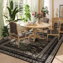 Area Rugs 8x10 Clearance Impressionist-Style Vintage Washable Area Rug Non Slip Low Pile Large Rug for Bedroom Farmhouse Dining Room Kids Playroom, Black by TinyTreasures Baby Boutique