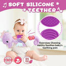 Baby Toys 0-6-12 Months,Musical Stuffed Animals Activity Soft Infant Toys with Multi-Sensory Crinkle, Rattle and Textures,Boys Newborn Baby Girl Toys, Seahorse, Purple by TinyTreasures Baby Boutique