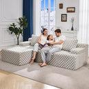 Hobestluk 96“ Modular Sectional Sofa Couches L-Shape Couch 3 Seat Modular Sofa Sectional Couches for Living Room, Cloud Couch with Oversized Chaise (Greygreen, Checked (Left Facing Chaise)) by CozyNest Decor