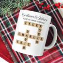 Trending Custom Brothers And Sisters Forever Linked Together Crossword Puzzle Art Personalized Mug, Gift For Brothers, Sisters, Siblings, Family Member on Birthday Christmas by TinyTreasures Baby Boutique