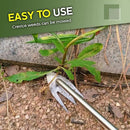 Stainless Steel Multifunctional Weeder, Hand Weeder Tool Stand Up Weed Puller Tool with Long Handle, V-Shaped Light Duty Hand Weeder for Lawn Garden Yard Farmland Weed Removal (Wood Handle 2PCS) by GreenHaven Gardens