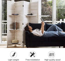 Room Divider with Shelves, 5.6 Ft Tall Folding Wood Screen with Double Hinges for Home Office Bedroom Hotel Decoration (4 Panels, White-Washed) by CozyNest Decor