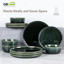 GBHOME Ceramic Dinnerware Sets for 6, 18 Pieces Stoneware Plates and Bowls Sets, Reactive Glaze Dishes -Scratch Resistant, Dishwasher&Microwave Safe, Earth Green by CozyNest Decor