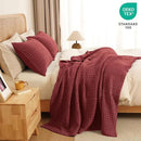PHF 100% Cotton Waffle Weave Throw Blanket, Soft Lightweight Breathable Cozy Summer Throws for Couch Bed Sofa, Luxury Aesthetic Woven Blanket for Home Decor & Office, 50"x60", Wine Red by CozyNest Decor