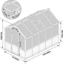 6x10 FT Greenhouse Kit for Outdoor, Thickened Polycarbonate Panel Wooden Walk-in Green House with Lockable Door and Adjustable Roof Vent, Backyard Garden, Black by GreenHaven Gardens