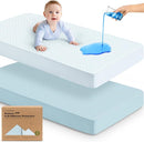 Waterproof Crib Mattress Protector Cover Fitted - 2-Pack Quiet Baby Crib Mattress Pad Sheets, 52" x 28" Soft Quilted Cotton Baby Sheet, Machine Washable, Easy Fit, Durable (Glacier/Quin) by TinyTreasures Baby Boutique